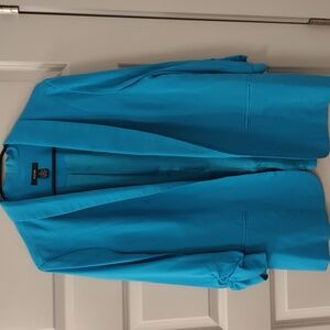 Alfani women's teal/aqua business/casual suit top open front shawl collar Size L